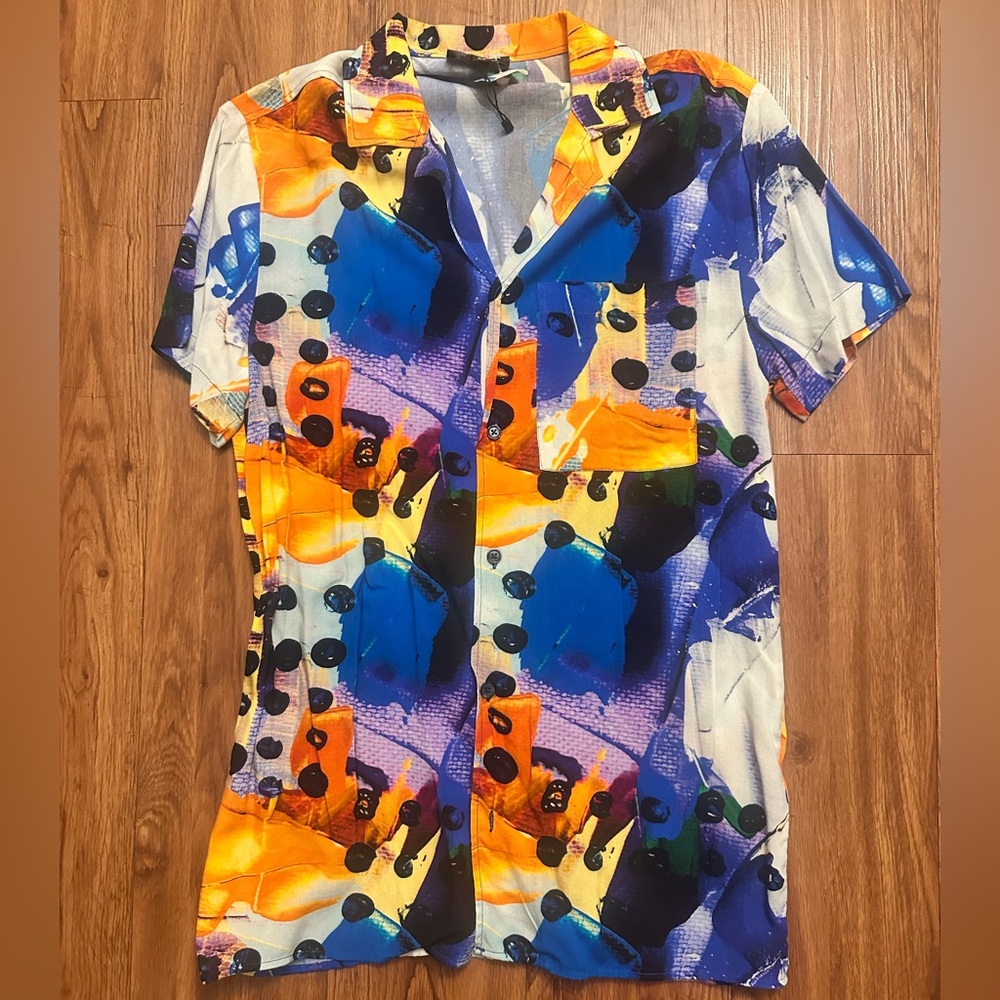 BOOHOOMAN Multicolor Abstract Men's Shirt